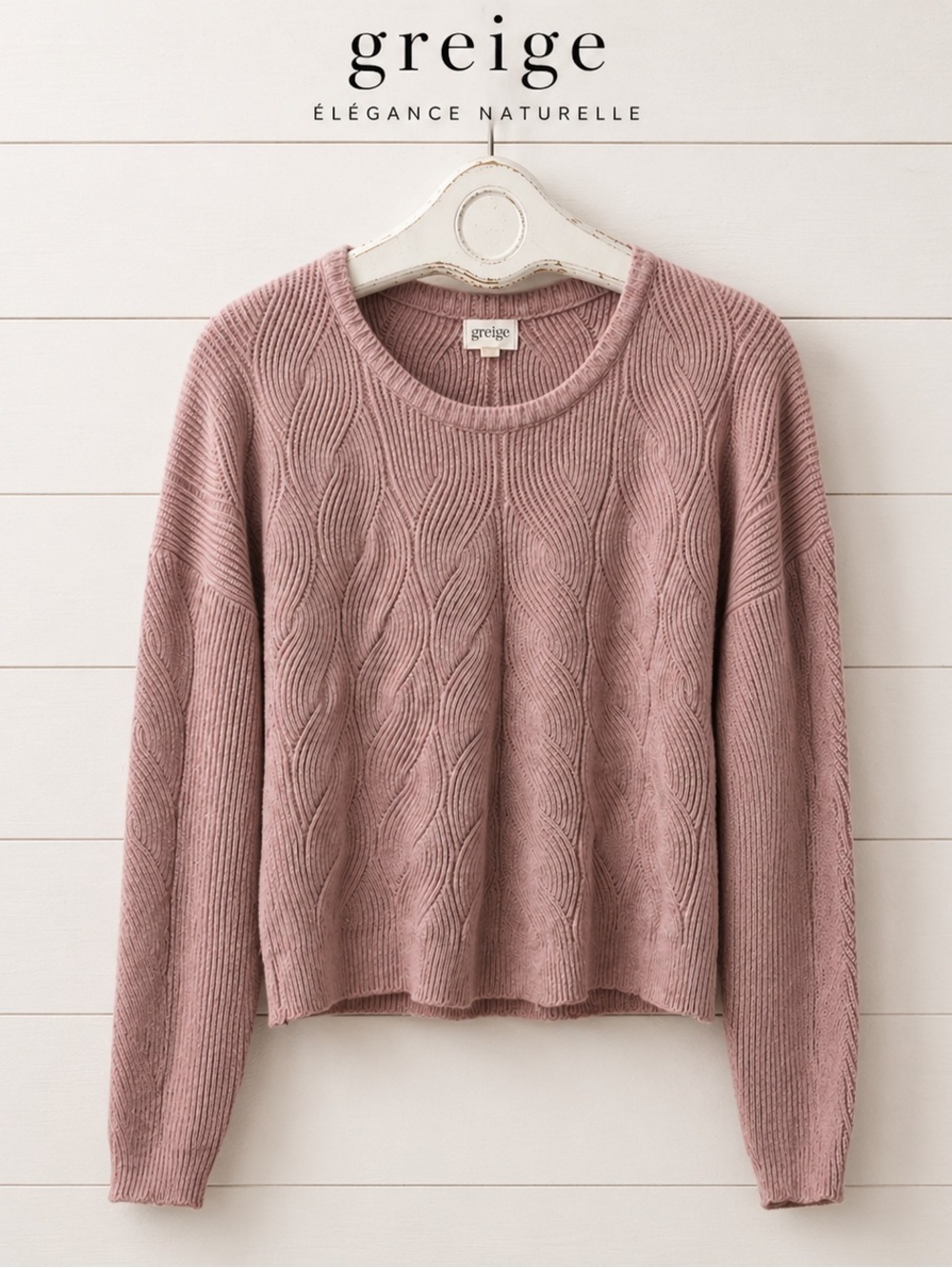GREIGE – Textured Knit Sweater Rose Mauve L